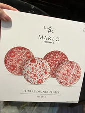 New Williams Sonoma Marlo Thomas Floral Dinner Plates Mixed 10 3/4" Set Of 4
