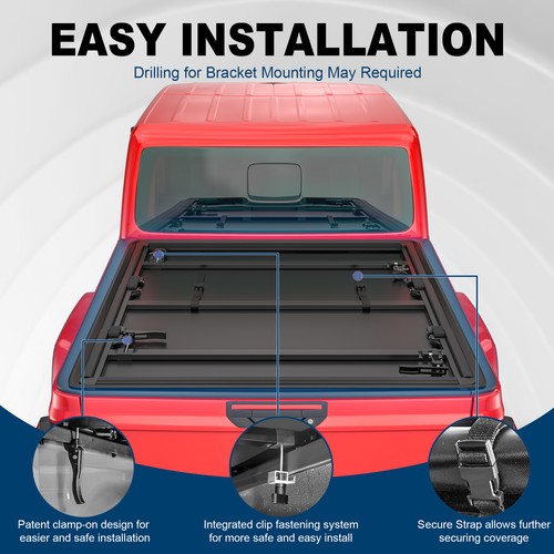 5FT Tri-Fold/3 Fold Soft Truck Bed Tonneau Cover For 2020-2025 Jeep Gladiator JT - Picture 5 of 5