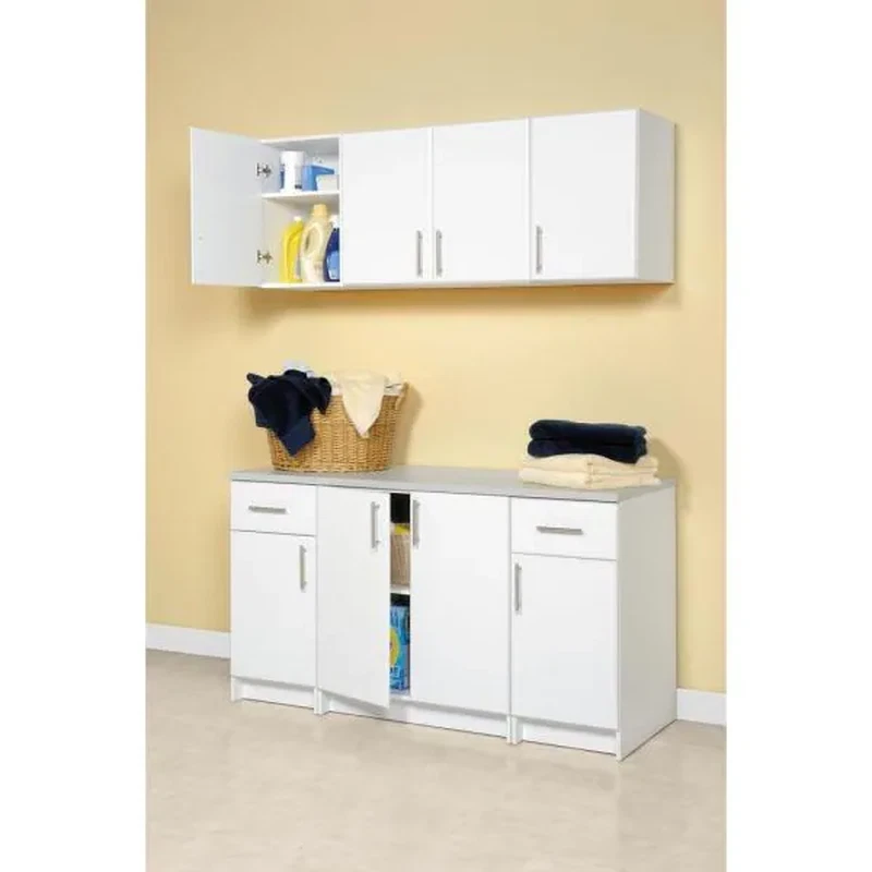 elite 32 in. wood laminate cabinet in white wall stackable