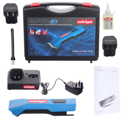 Heiniger Saphir Cordless Dog Groomer Clipper Kit With 2 Batteries No Blade Blue - Picture 3 of 3