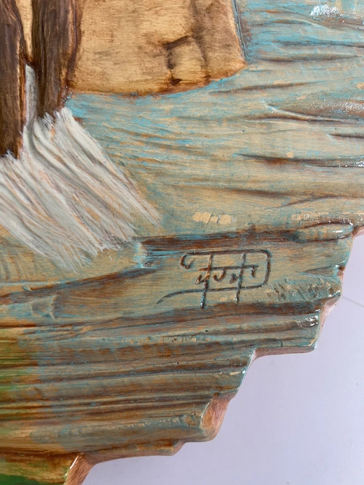 Vintage 3D Wildlife Wilderness Hand Painted Ceramic Rustic Cabin Decor Set Of 3 - Image 4 of 4