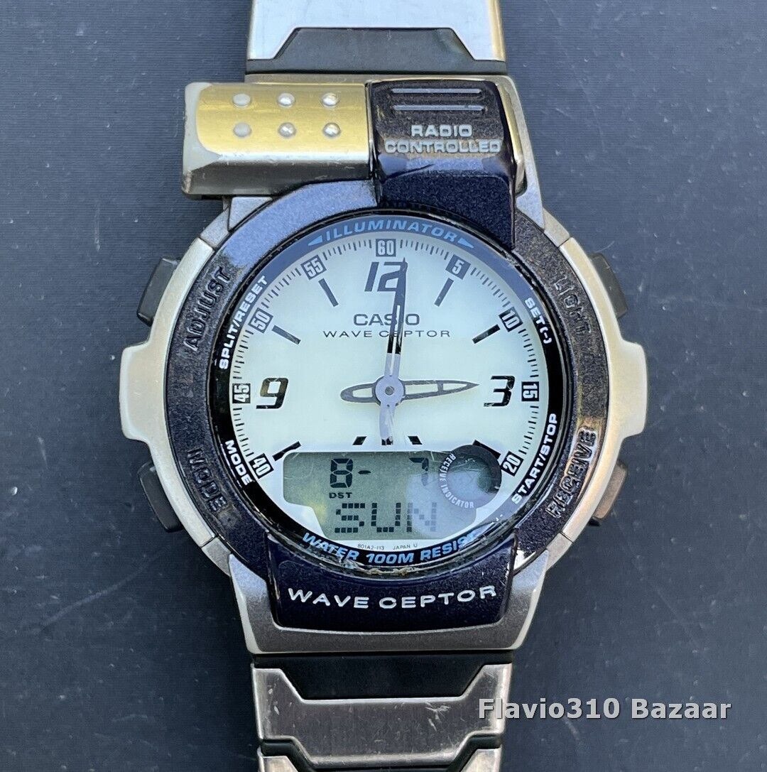 Rare 1995 CASIO Wave Ceptor FKT-110 (2362) Japan Y 45mm Rare 1995 CASIO Wave Ceptor FKT-110 (2362) Japan Y 45mm