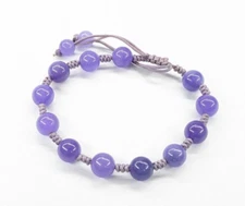 Beautiful Purple Nephrite Jade Beaded Cord Anklet up to 12" Long Gemstone