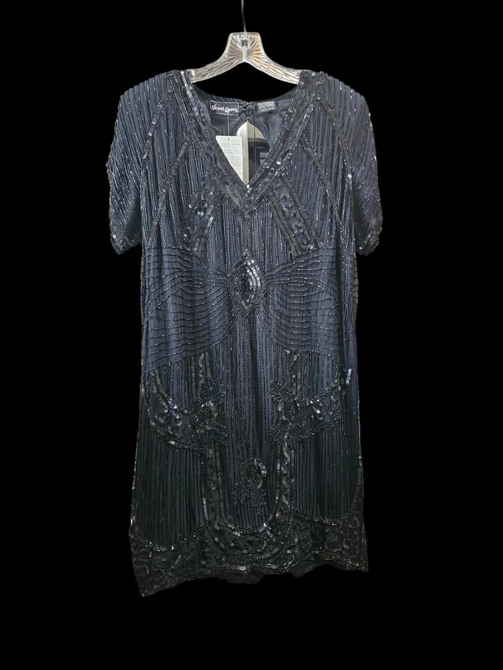 Vestido Vintage Años 80 Jewel Queen By Angelique Lentejuelas Con Cerradura Trasera Talla... Foto 3 de 4