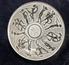 vintage frosted glass nude ladies dancing the dance Art Deco collectible bowl