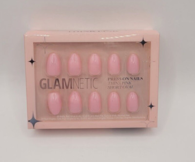 Glamnetic Press On Nails Think Pink | Short Oval | 30 Nail kit + Glue
