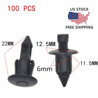 100 PCS 6mm Hole Fender Fastener Rivet Push Clips Retainer For Motocycle and ATV