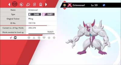 Pokemon Schwert & Schild Shiny Gigantamax Grimmsnarl 6IV Max EVs