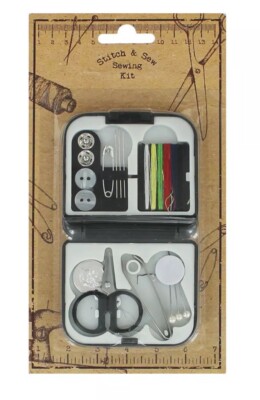 Travel Thread Set 15pc Pocket Travel Sewing Set Needles Threader Thread Pins Buttons ...