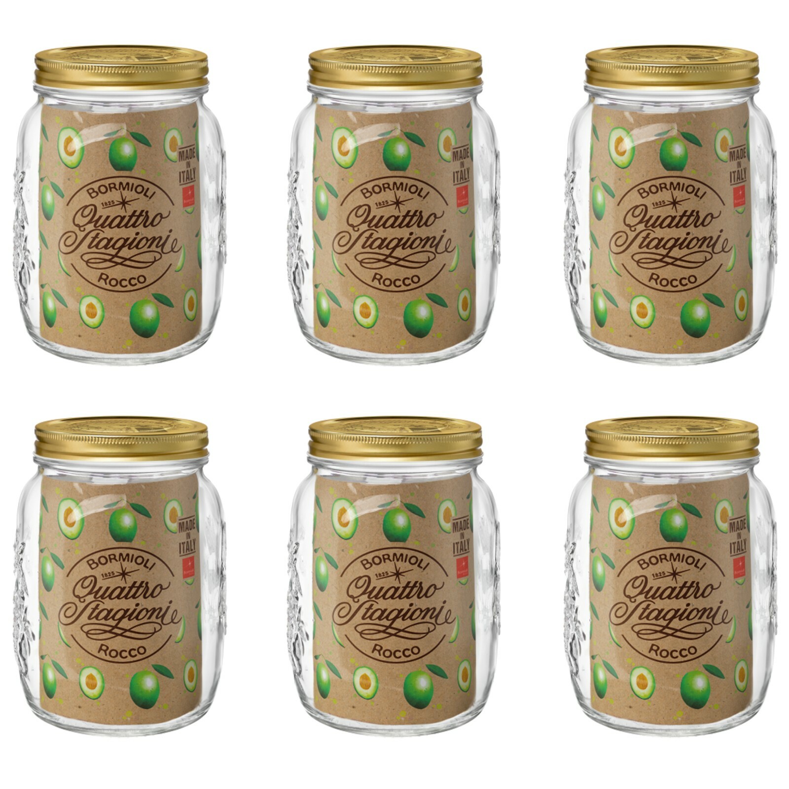 Set 6 Barattoli 2LT Bormioli Quattro Stagioni - Vetro per Conserve Fatate