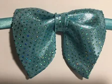 Handmade Oversized Blue Sparkle Bow tie Vintage style 70s Wedding Prom Gift