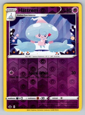 2021 Pokemon TCG Sword & Shield Chilling Reign Hattrem Reverse Holo 72/198 