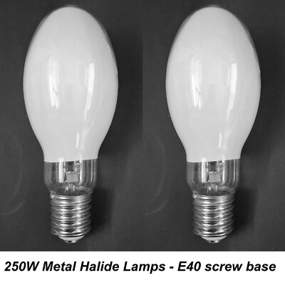 2 x 250W Metal Halide Light Globes Bulbs Lamps - E40 Screw