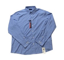 Tommy Hilfiger Tech No Tuck Shirt XL Slim Fit Stretch Plaid Lagoon Blue NWT