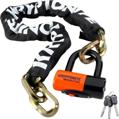 Kryptonite New York Chain 1210 and Evolution Disc Lock Keyed 12mm x 100cm Black - Picture 1 of 6