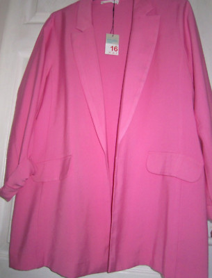 PINK ~ Sz 16 ~ OPEN JACKET ~ LAPELS & FAUX POCKETS ~ BNWT