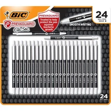 BIC Prevaguard Anti-Microbial Retractable Ball Pen, Med (1.0 mm), Black (24 Ct)