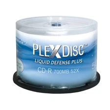 50-Pak PlexDisc 52X =Liquid Defense Plus= Glossy Water-Resist Inkjet Hub CD-R's