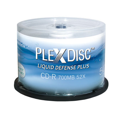 600-Pak PlexDisc 52X =Liquid Defense Plus= Glossy Water-Resist Inkjet Hub CD-R's