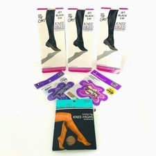 NIB 6x Vintage Sandal Foot Reinforced Toe Knee Highs Hosiery in Black / Beige