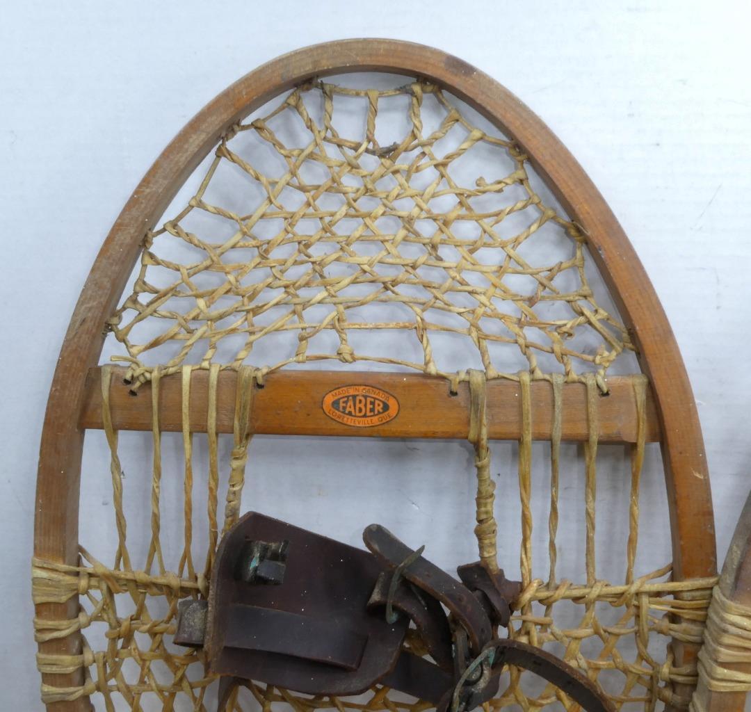 Pair Of Vintage Faber Canadian Hunting Snowshoes Loretteville Quebec