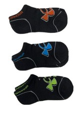 Under Armour Unisex Youth Training 3 Pair No Show Socks Black Size 1-4 3446