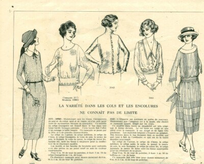 Reklame alte Mode Kragen und Ausschnitt 1921 aus Zeitschrift