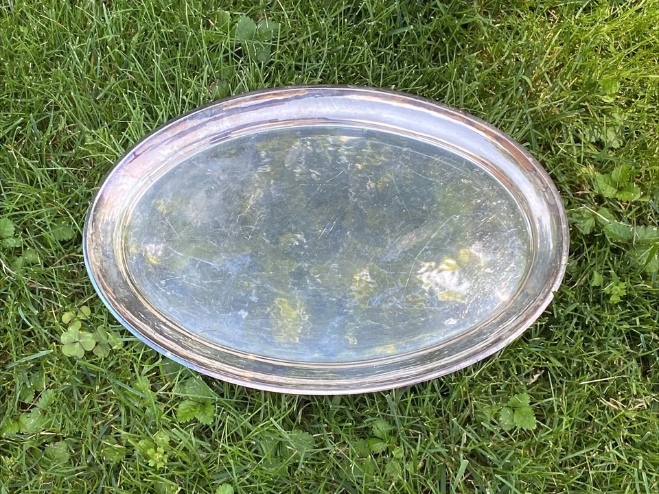 Bandeja ovalada de plata de ley Georg Jensen Dinamarca 223A Foto 2 de 4
