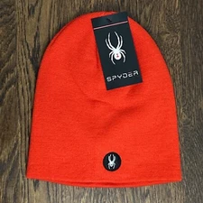 Spyder Adult Beanie Knit Embroidered Logo  Volcano Red Cap Hat=FREE SHIPPING