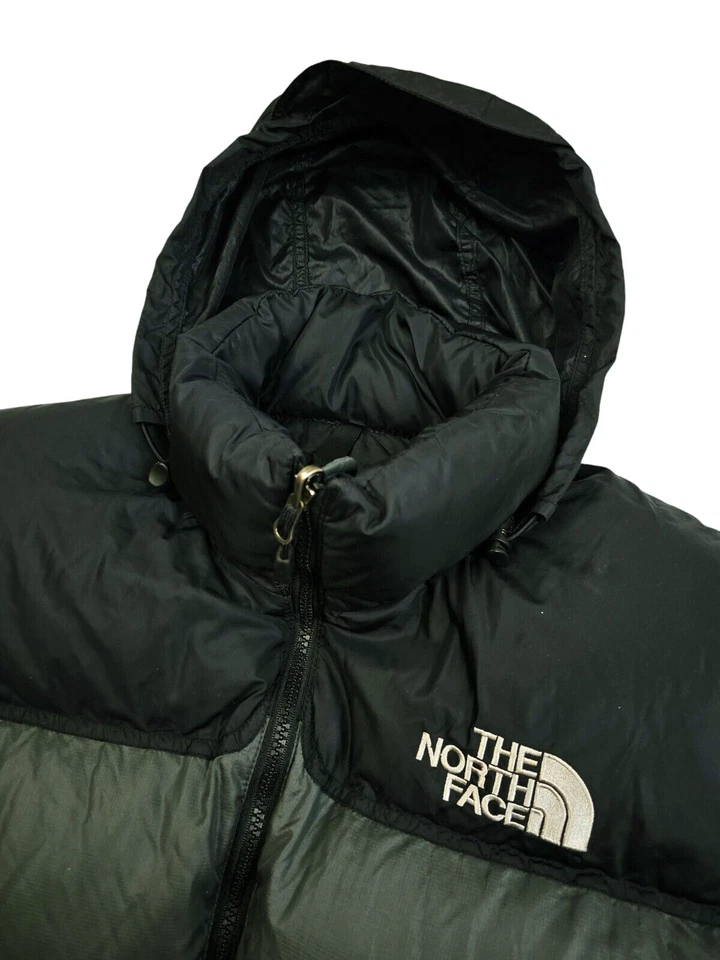 HOT VTG Men's THE NORTH FACE @ 700 NUPTSE DOWN HOODED PUFFER GRAY BLACK Jacket M - Image 3 of 4