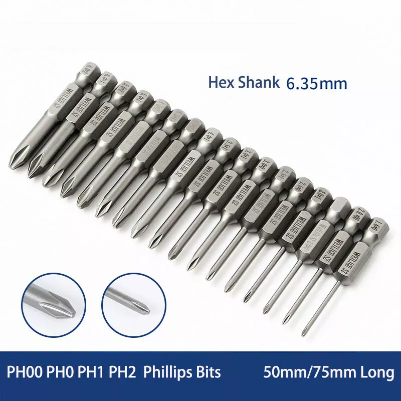 PH0 PH1 PH2 Phillips Head Screw Bit or Set Impact Driver Drill Magnetic 1 4