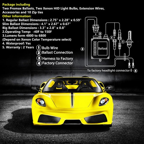 Promax Xenon Headlight Fog Light HID Kit 30000LM for Dodge Ram 1500 2500 - Picture 4 of 12