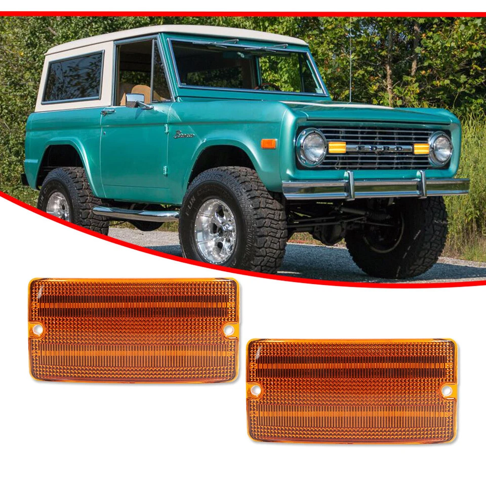 Lámpara de señal LED DRL de parachoques secuencial ámbar para Ford Bronco 1969-1977 Foto 3 de 4