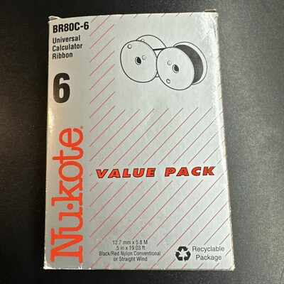 Lot of 5 NuKote Universal Calculator Ribbon PN BR80C 12.7mm x 5.8m .5'' x 19.03'