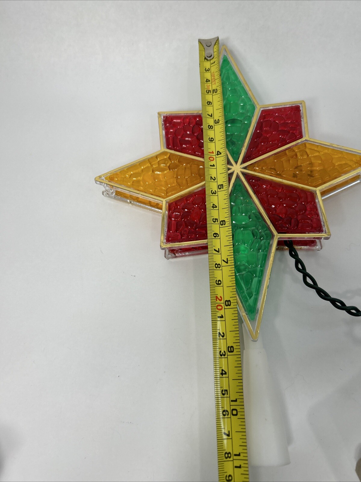 Acrylic Faux Stained Glass Christmas Tree Top Star Topper Multi-Color Light Up