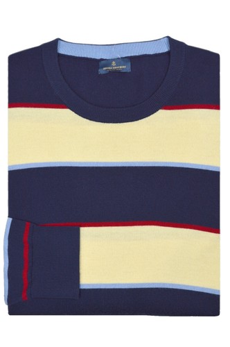 Brooks Brothers Sweater Large Cashmere Blend Blue Stripes 346