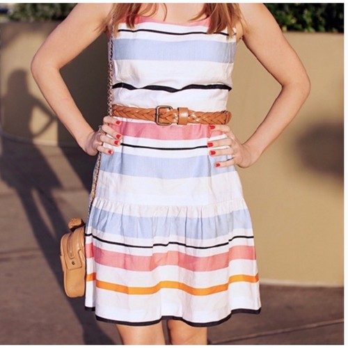 J.McLaughlin Striped Linen Cotton Drop 