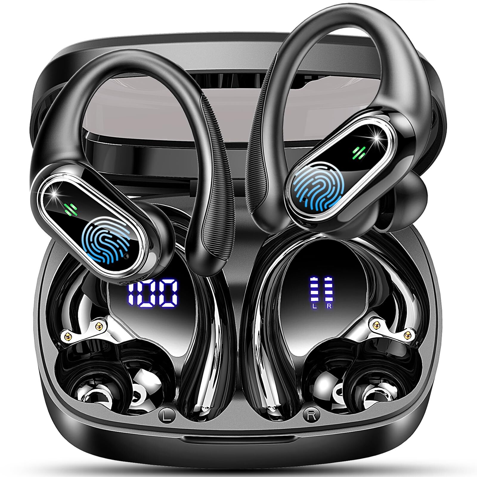 Wireless Earbuds Bluetooth Headphone Sport 50H Bluetooth Earbuds with Earhook...
