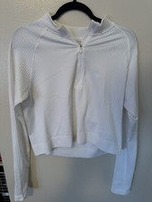 lululemon Rest Less Cropped Half Zip Long Sleeve size 12 White