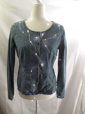 J JILL denim jean jacket top SIZE 4 Adjustable Feminine EUC Soft, light wash