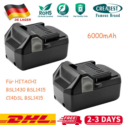 2x 14.4V Li-ion Akku Für Hitachi BSL1430 BSL1415 WH14DCL WH14DBL CD14DSL 6000mAh