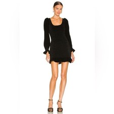 LOVESHACKFANCY Dorset Black Velvet Mini Dress Small Party Cocktail Chic