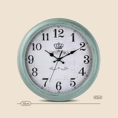33cm batteriebetriebene Vintage türkis Wanduhr leise nicht tickend für Arbeits