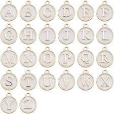 2 Sets 52pcs White Cute Mixed Letter Beads Metal Letter Charms Enamel Initial C