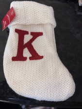 Letter K Knit Monogram Mini Stocking White Wondershop Xmas Holiday Target 8"