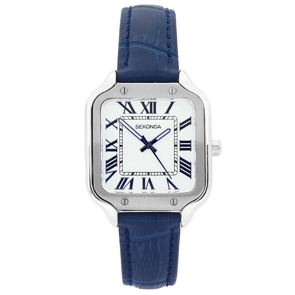 Sekonda Rene Ladies Watch With Blue Leather Upper Strap 40738