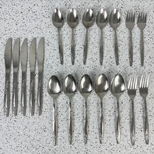 VTG Imperial International IIC Rose Floral Pattern Stainless Flatware 19 pc Lot