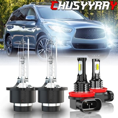 Para For Infiniti QX60 2014-2017 LED/HID Faro Alto/Bajo+Bombillas antiniebla 4pc