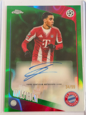 Jamal Musiala Auto /99 Topps Chrome UCC 25/26 Green Lava Refractor FC Bayern