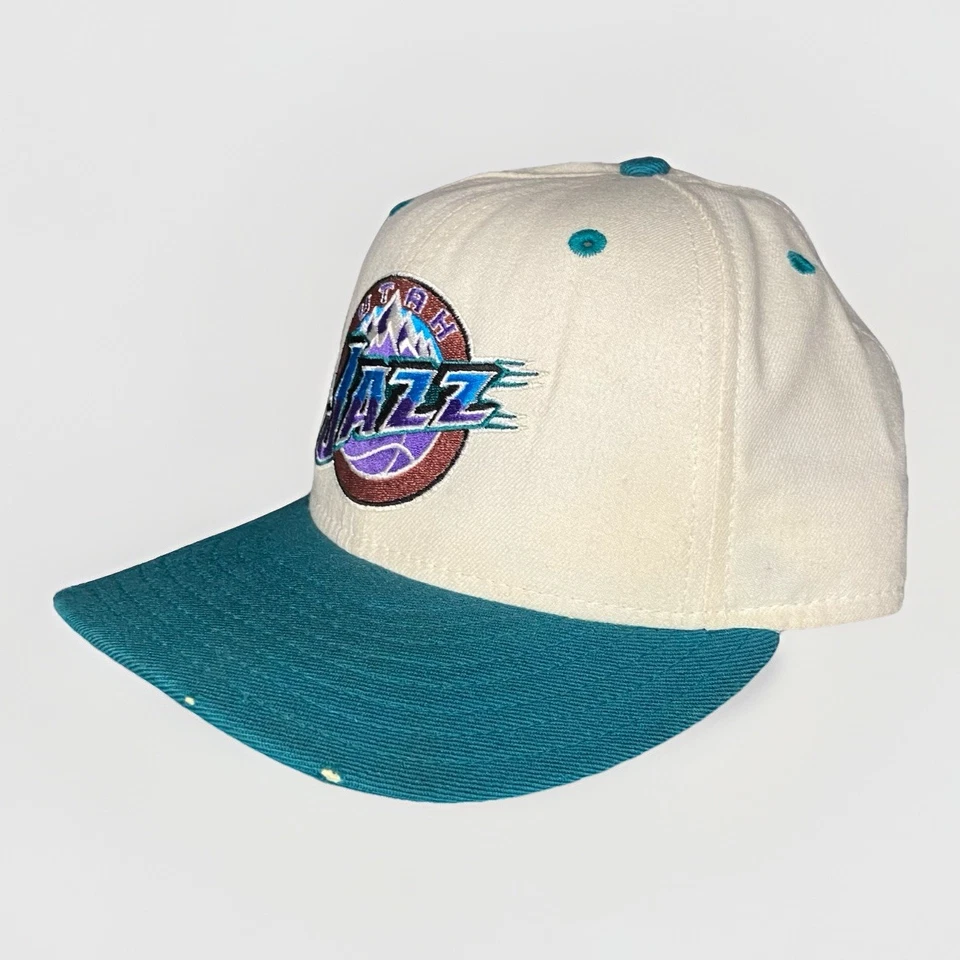 Boné de basquete vintage Utah jazz chapéu NBA 90s lã raro nova era EUA tamanho 7 1/4 - Imagem 2 de 4